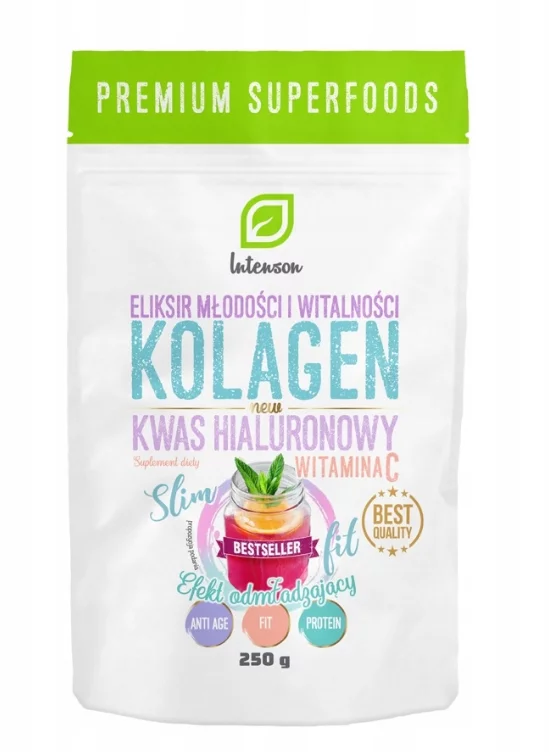Intenson Kolagen + Witamina C + Kwas Hialuronowy, proszek, 250 g