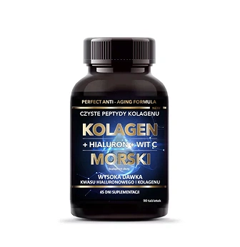 Kolagen morski anti-age + hialuron + witamina C, kapsułki ze składnikami wspomagającymi produkcję kolagenu, 90 szt.