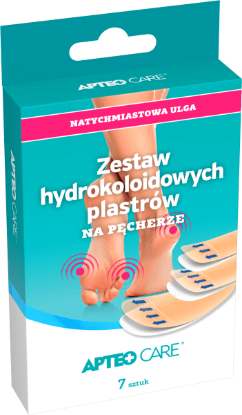 Zestaw hydrokoloidowych plastrów na pęcherze APTEO CARE, ułatwiające gojenie, 7 szt.