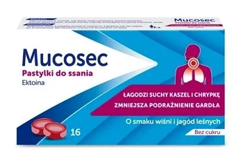 Mucosec, pastylki do ssania, wiśnia i jagody leśne, 16 szt.