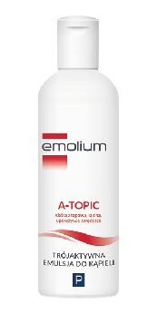 Emolium A-topic, trójaktywna emulsja do kąpieli do skóry suchej i atopowej, 200 ml