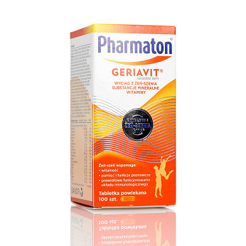 Pharmaton Geriavit, tabletki z wyciągiem z żeń-szenia wspierającymwitalność i pamięć, 100 szt.