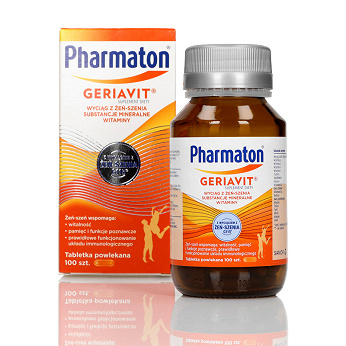 Pharmaton Geriavit, tabletki z wyciągiem z żeń-szenia wspierającymwitalność i pamięć, 100 szt.