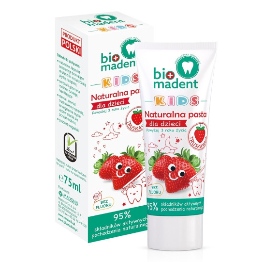 MADONIS Bio Madent, naturalna pasta dla dzieci, truskawkowa, 75 ml — Inhaltsstoffe i ocena
