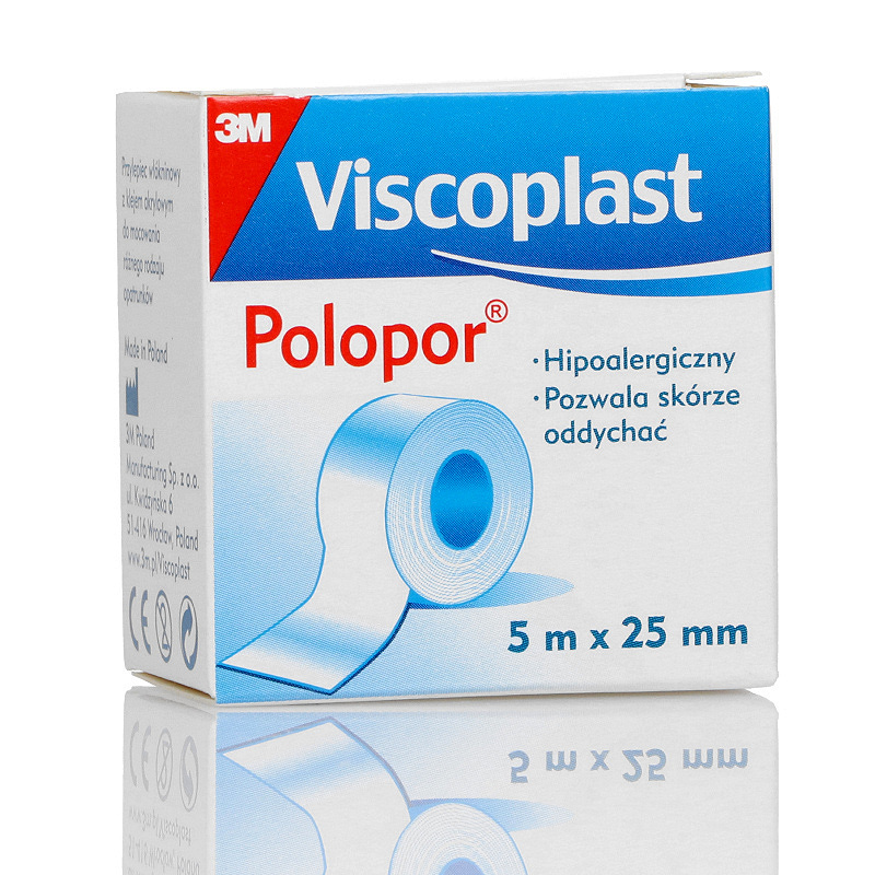 Viscoplast Polopor, przylepiec włókninowy do zabezpieczenia opatrunków, 5 m x 25 mm, 1 szt.
