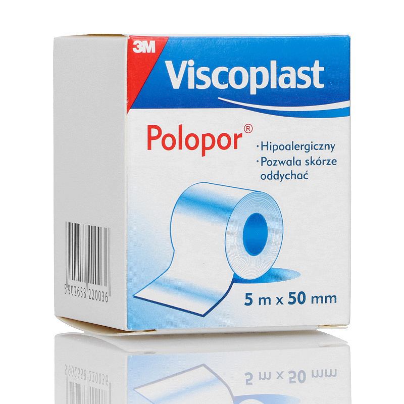 Viscoplast Polopor, przylepiec włókninowy do zabezpieczenia opatrunków, 5 m x 50 mm, 1 szt.