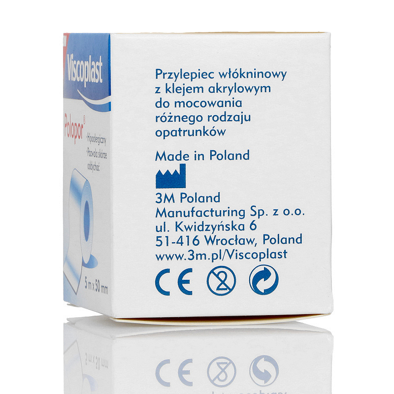 Viscoplast Polopor, przylepiec włókninowy do zabezpieczenia opatrunków, 5 m x 50 mm, 1 szt.
