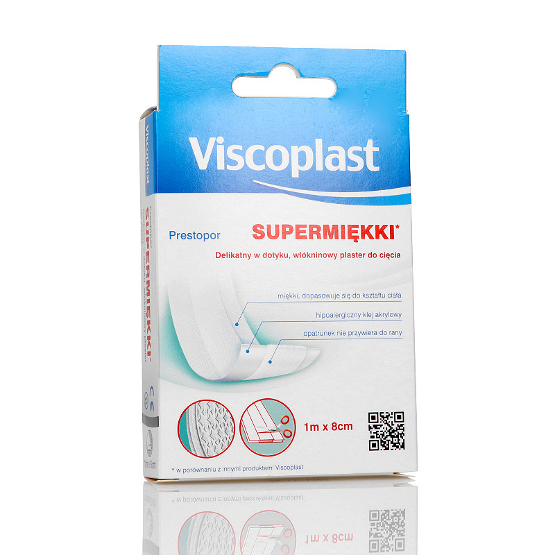 Plaster Prestopor, opatrunek na włókninie do cięcia miękki, 1 m x 8 cm, 1 szt.