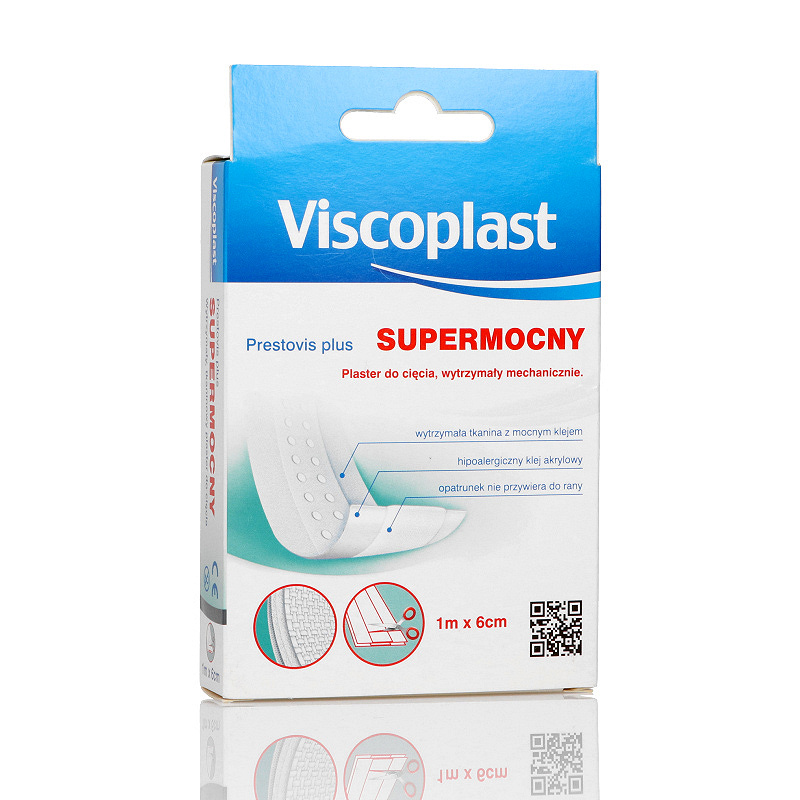 Plaster Prestovis Plus, opatrunek na tkaninie do cięcia wytrzymały nie przywierający do rany, 1 m x 6 cm, 1 szt.