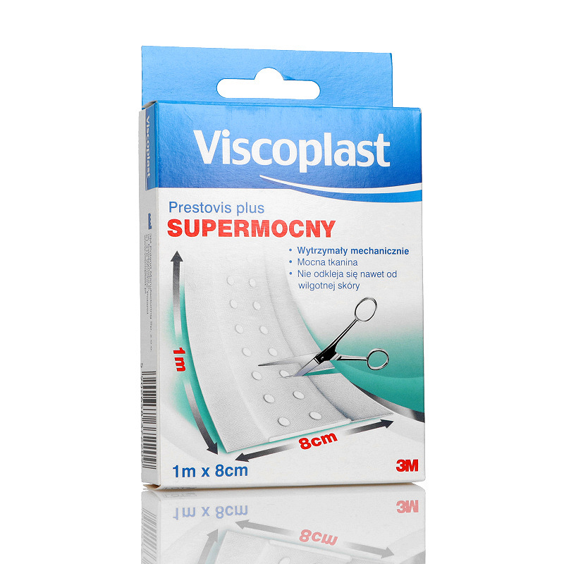 Plaster Prestovis Plus, opatrunek na tkaninie do cięcia wytrzymały nie przywierający do rany, 1 m x 8 cm, 1 szt.