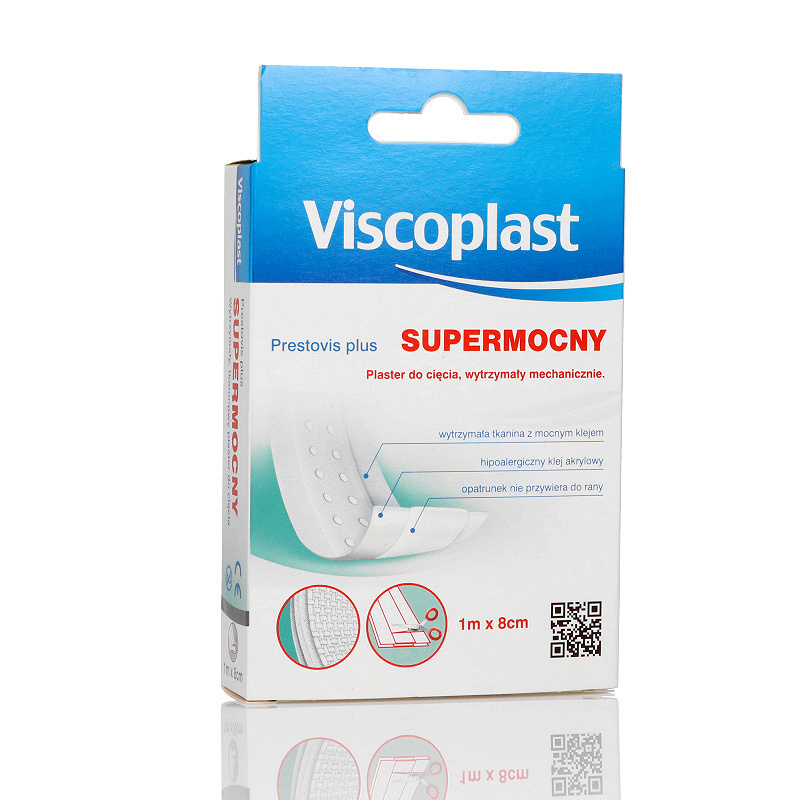 Plaster Prestovis Plus, opatrunek na tkaninie do cięcia wytrzymały nie przywierający do rany, 1 m x 8 cm, 1 szt.
