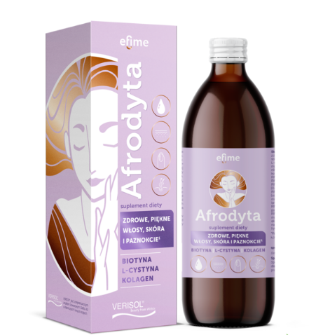 Ekamedica Efime Afrodyta, płyn ze składnikami wspomagającymi skórę, włosy i paznokcie, 500 ml
