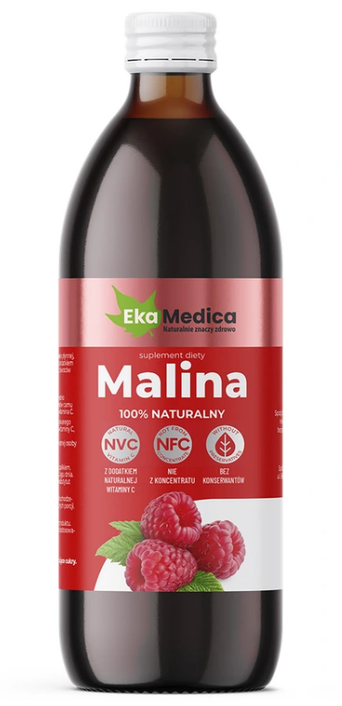 EkaMedica, sok NFC 100% z malin, 500ml KRÓTKA DATA 30.06.2025