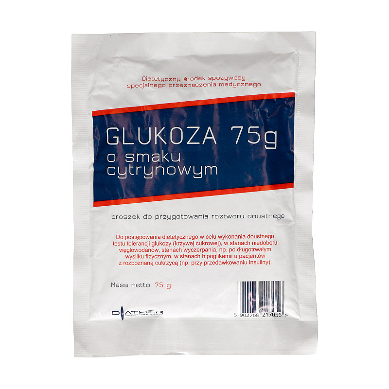 Glukoza, proszek na niedobór węglowodanów, stany wyczerpania o smaku cytrynowym, 75 g