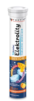 Tribiolac Elektrolity Senior 20 tabletek musujących, smak pomarańczowy