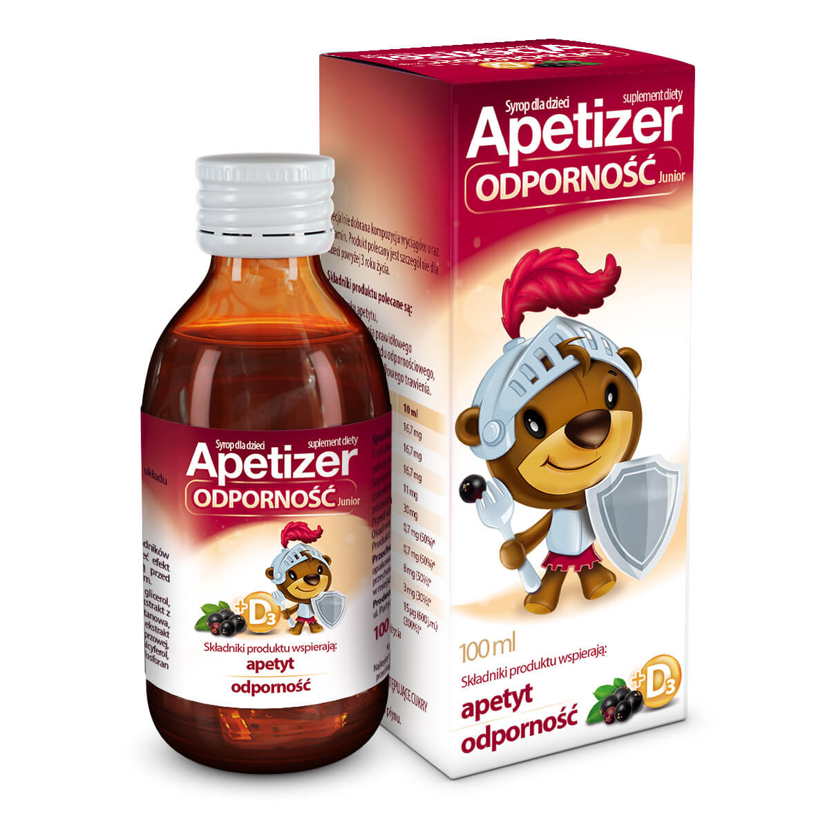 Apetizer Odporność Junior , syrop ze składnikami wspierającymi apetyt i odporność, 100 ml