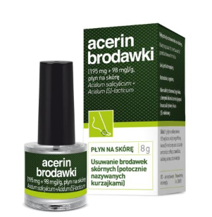 Acerin Brodawki, (195 mg + 98 mg)/g, płyn na skórę, 8 g