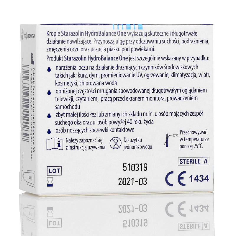 Starazolin HydroBalance One, krople nawilżające oczy przy podrażnieniu, 12 x 0,5 ml