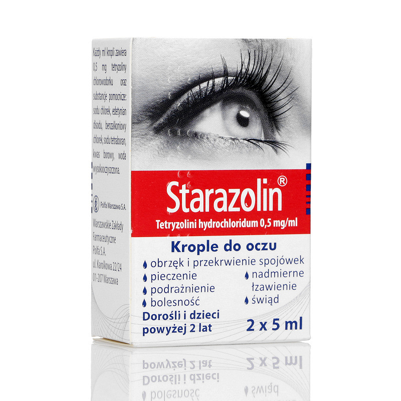 Starazolin 0,05%, krople na obrzęk i przekrwienie spojówek, pieczenie oczu, 2 butelka x 5 ml