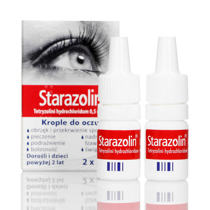 Starazolin 0,05%, krople na obrzęk i przekrwienie spojówek, pieczenie oczu, 2 butelka x 5 ml