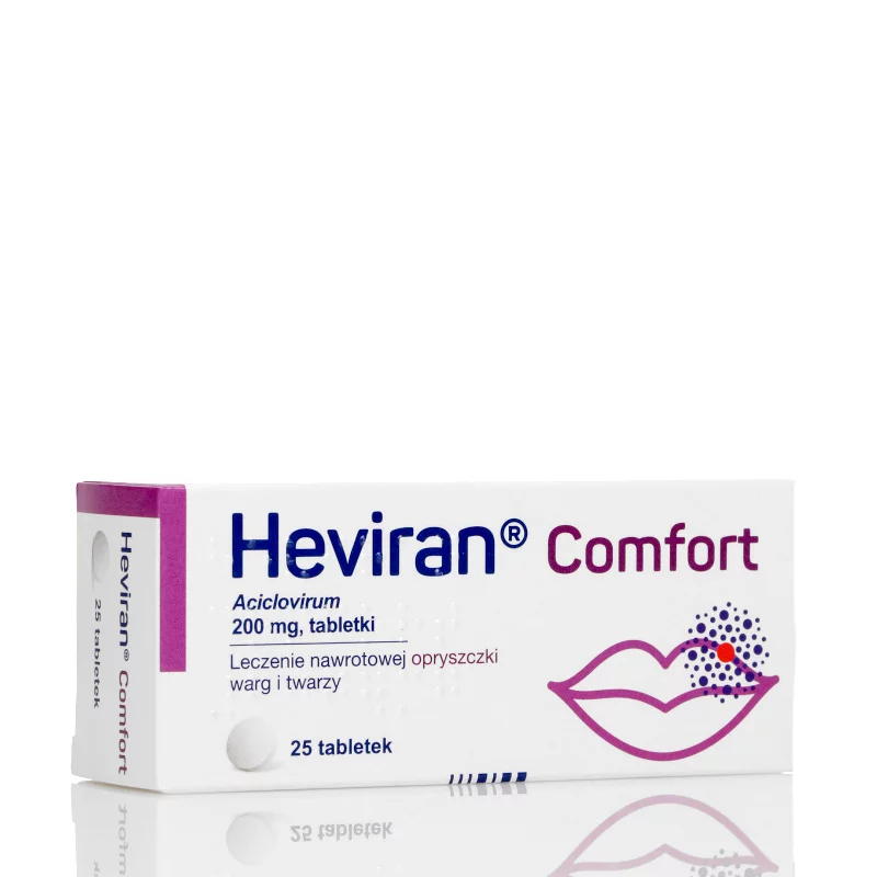 Heviran Comfort, tabletki na leczenie nawrotowej opryszczki warg i twarzy, 25 szt.