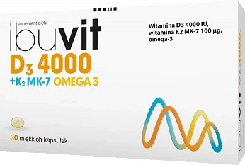 Ibuvit D3 4000 + K2 MK7 Omega 3, kapsułki ze składnikami wzmacniającymi odporność, 30 szt.