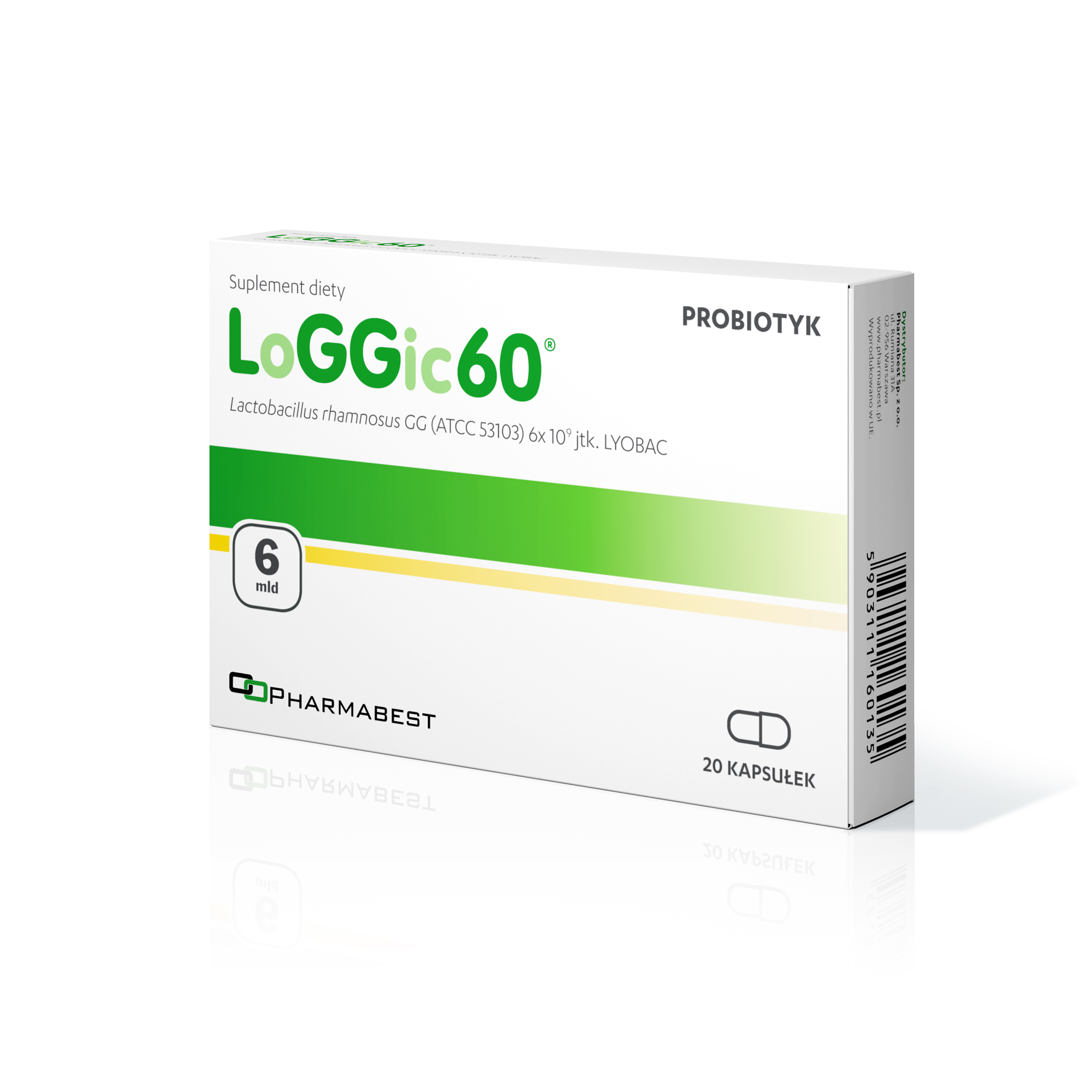 LoGGic60, kapsułki ze składnikami na odbudowę flory bakteryjnej, 20 szt.