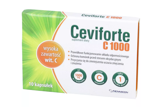Ceviforte C 1000, kapsułki ze składnikami uzupełniającymi dietę w witaminę C, 10 szt.