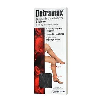 Detramax, podkolanówki uciskowe, rozmiar 3/4, czarne, 1 para