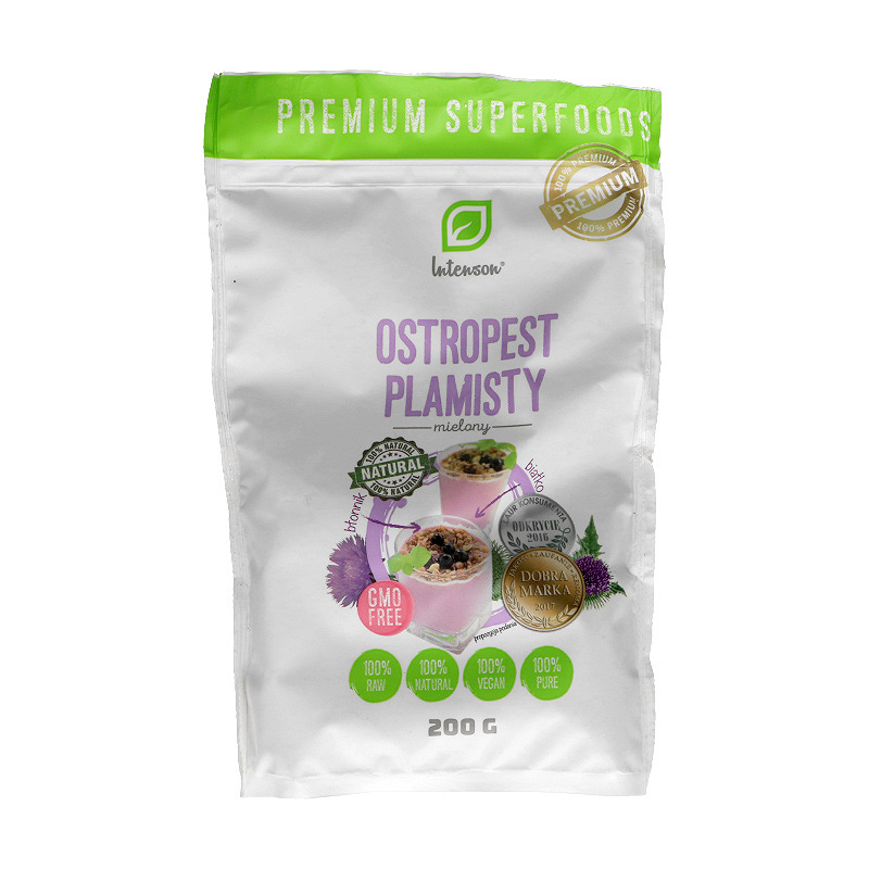 Intenson Ostropest plamisty , mielony wspomagający wątrobę, 200 g