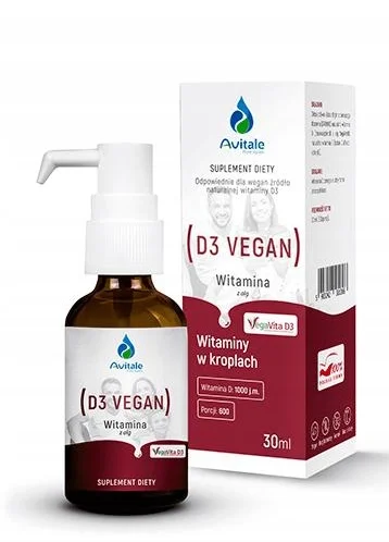 Avitale Naturalna Witamina D3 VEGAN 1000 j.m krople, 30 ml