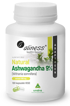 Aliness Natural Ashwaganda 9%, 100 kapsułek wegańskich