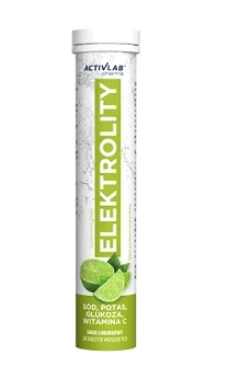 Elektrolity, tabletki musujące o smaku limonkowym z witaminami, 20 szt.