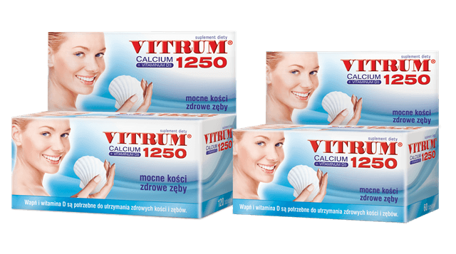 Vitrum Calcium 1250 + Vitaminum D3, tabletki z wapniem i witaminą D3 wspierającymi mocne kości i zęby, 120 szt.