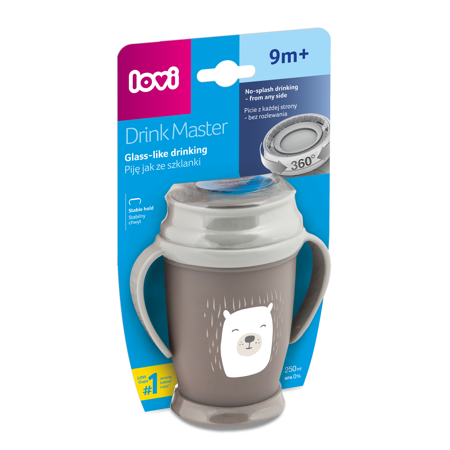Lovi Buddy Bear, kubek 360° Drink Master 250 ml, 1 szt.