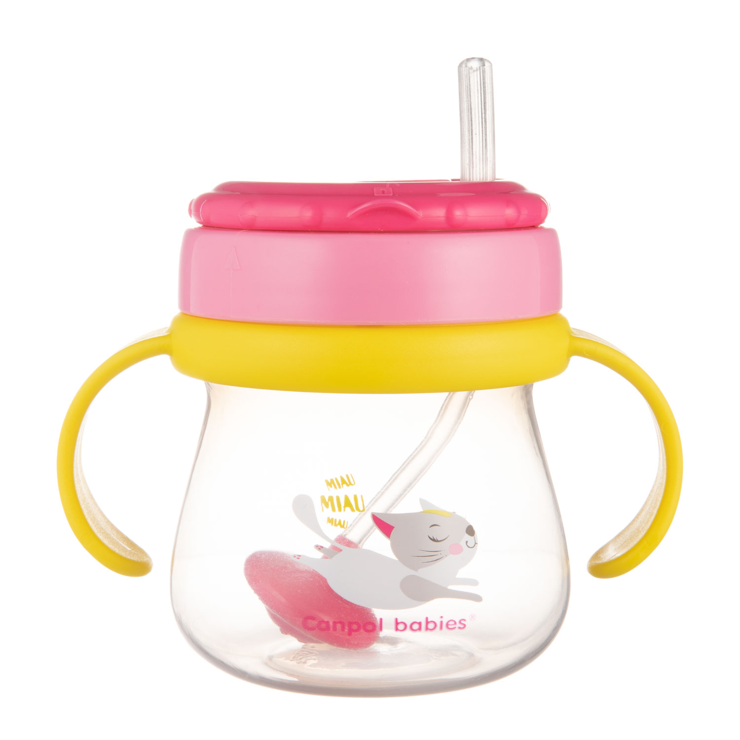 Canpol Babies , kubek ze składaną rurką silikonową z odważnikiem KOTEK 250ml, 1 szt.