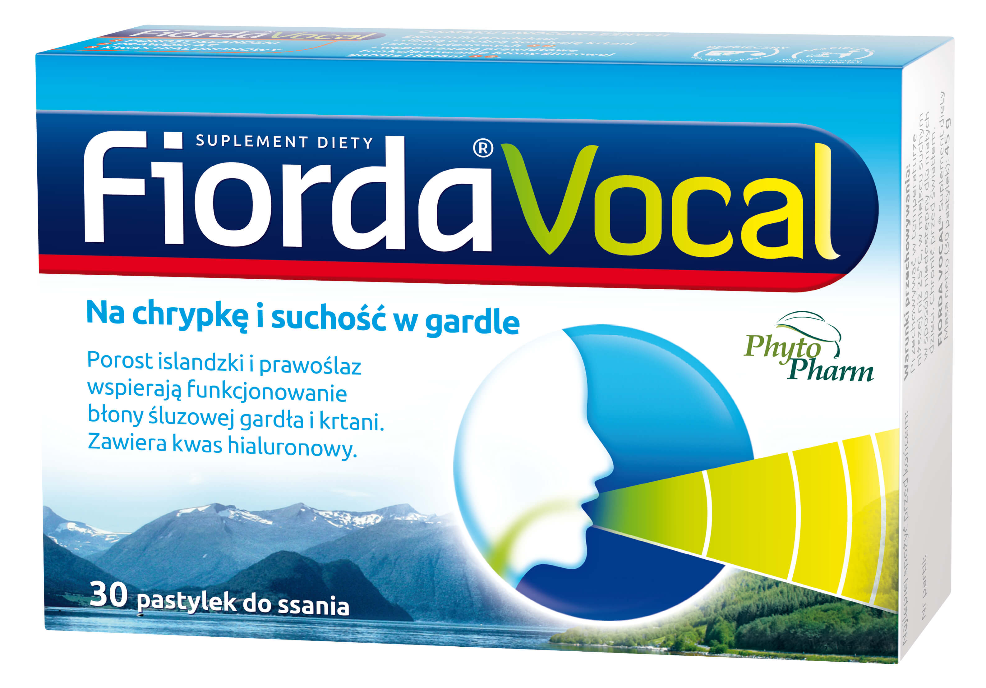 Fiorda Vocal, pastylki ze składnikami wspierającymi w chrypce i suchości gardła, 30 szt.