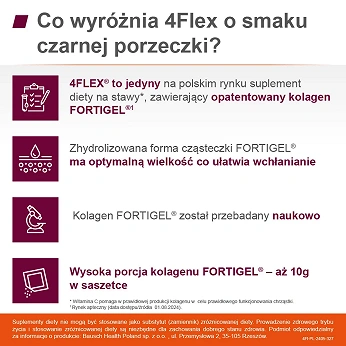 4Flex, proszek do sporządzania roztworu o smaku czarnej porzeczki z witaminą C, 30 sasz.