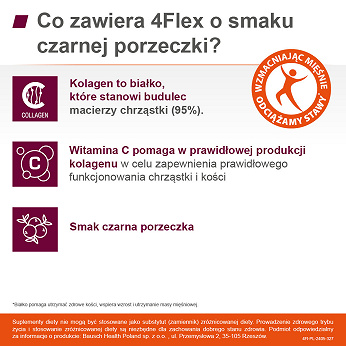4Flex, proszek do sporządzania roztworu o smaku czarnej porzeczki z witaminą C, 30 sasz.