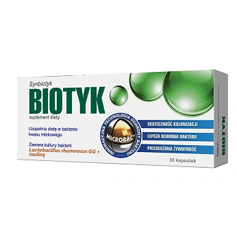Biotyk, kapsułki ze składnikami uzupełniającymi dietę w bakterie kwasu mlekowego, 30 szt.