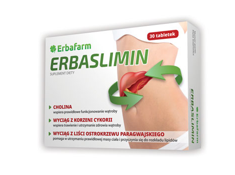 ERBASLIMIN, tabletki ze składnikami wspomagającymi pracę wątroby, 30 szt.
