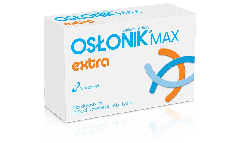 Osłonik Max Extra , kapsułki ze składnikami wspomagającymi prawidłową mikroflorę przewodu pokarmowego, 20 szt.