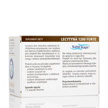 Lecytyna 1200 Forte NaturKaps, kapsułki z lecytyną, przeznaczone dla osób narażonych na stres, 40 szt.