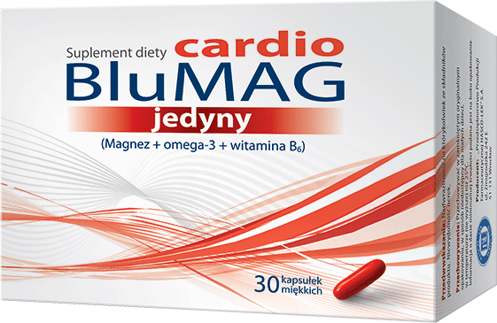 BluMag Cardio jedyny  kapsułki z magnezem witaminą B6 i kawsami omega-3, 30 szt.