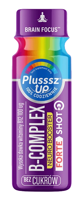Plusssz Up B-Complex Neuro Booster Forte shot o smaku malinowym, 50 ml 