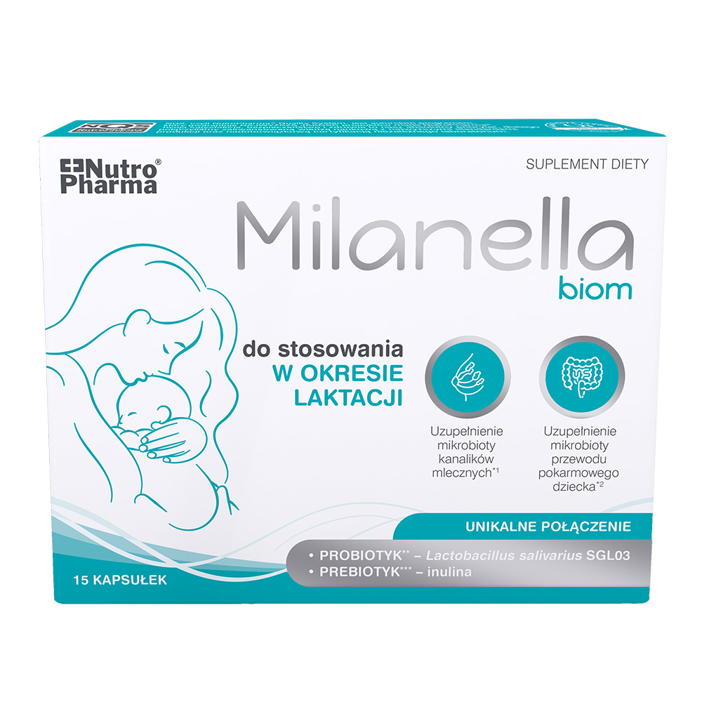 Milanella Biom, probiotyk dla kobiet karmiących piersią, 15 szt.