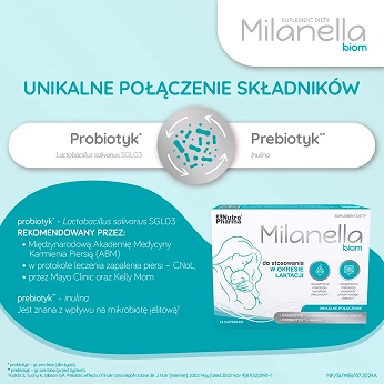 Milanella Biom, probiotyk dla kobiet karmiących piersią, 15 szt.