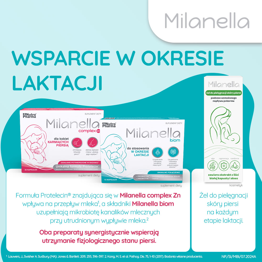 Milanella Biom, probiotyk dla kobiet karmiących piersią, 15 szt.