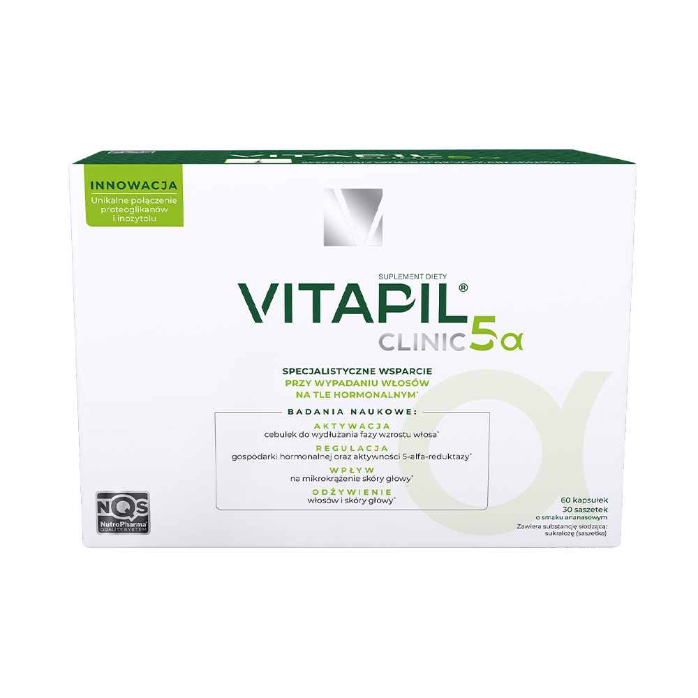 Vitapil Clinic 5α, zestaw zawierający składniki przeciw wypadaniu włosów o smaku ananasowym, 60 szt. + 30 szt.