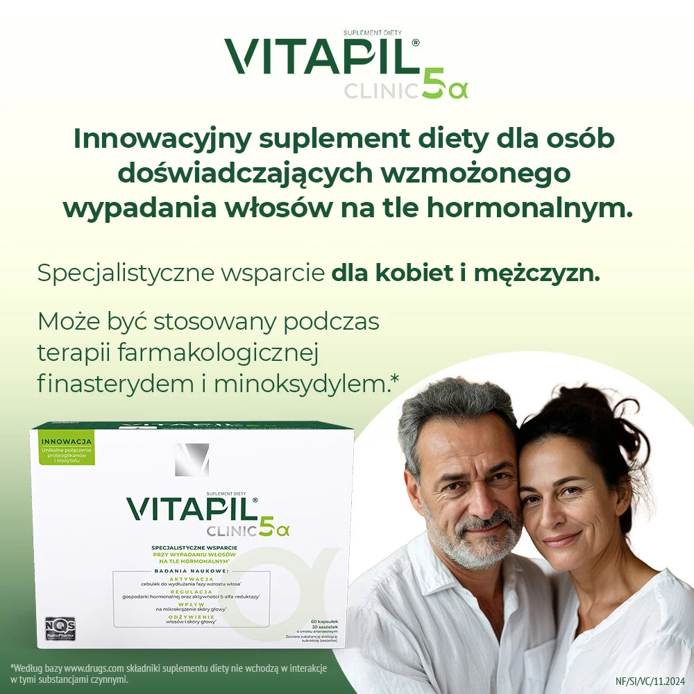 Vitapil Clinic 5α, zestaw zawierający składniki przeciw wypadaniu włosów o smaku ananasowym, 60 szt. + 30 szt.